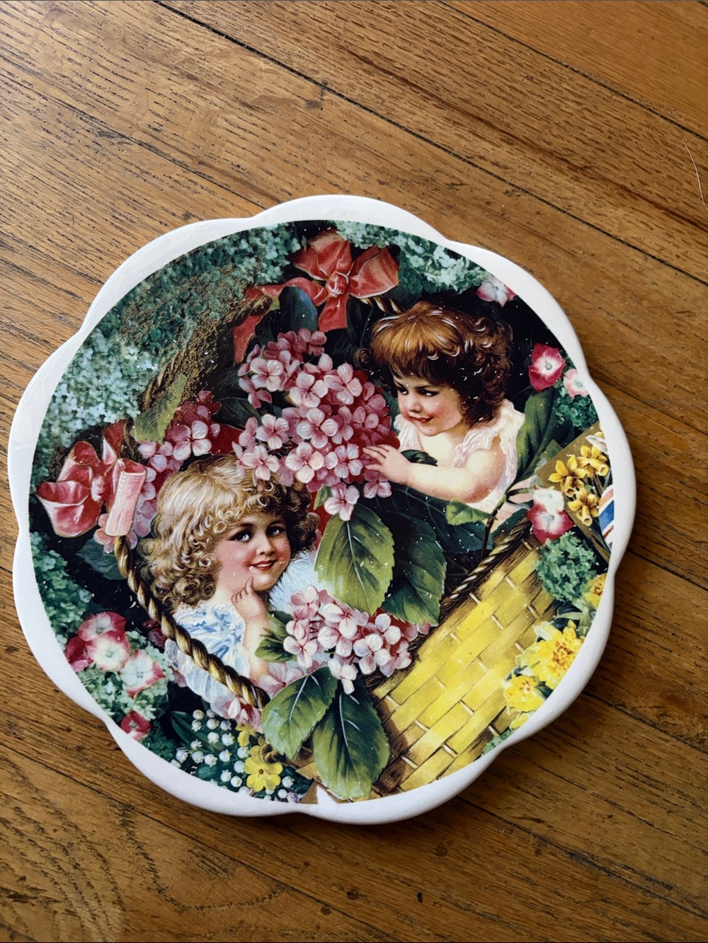 Vintage Floral Children Art Print — Pink, Green & Yellow